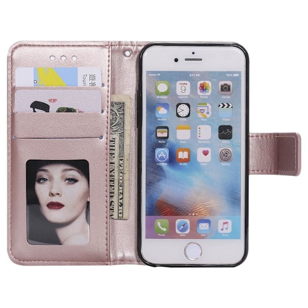 iPhone 6/6S Plus - Mandala Läder Fodral - Roséguld Roséguld Roséguld