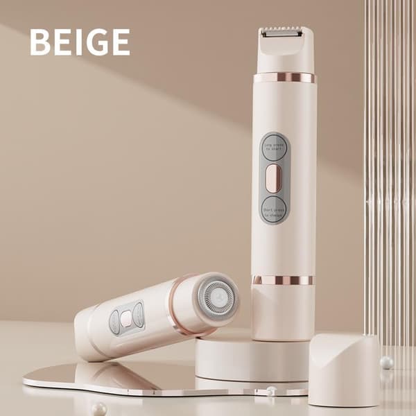 Multifunktionel hårfjerningsenhed til kvinder, USB Type-C genopladelig, hårfjerner til hele kroppen til ben, arme, armhuler, bikini, øjenbryn (E-beige)