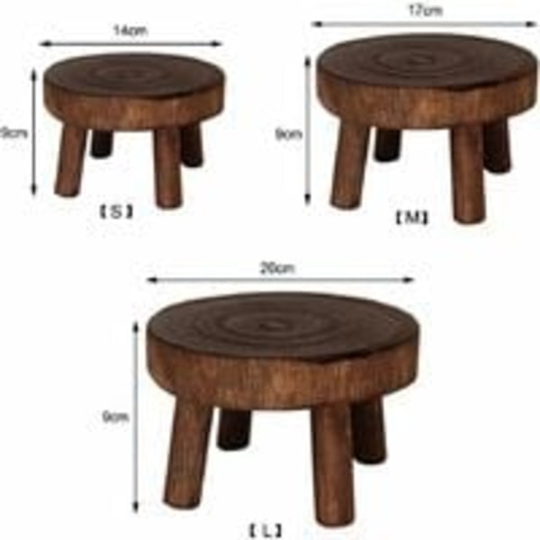 Blomkruka Pall, Rund Trä Pall, Inomhus Växtstativ, Massivt Blomkruka Stativ för Blomkrukor och Suckulenter för Inomhus Utomhus (L)