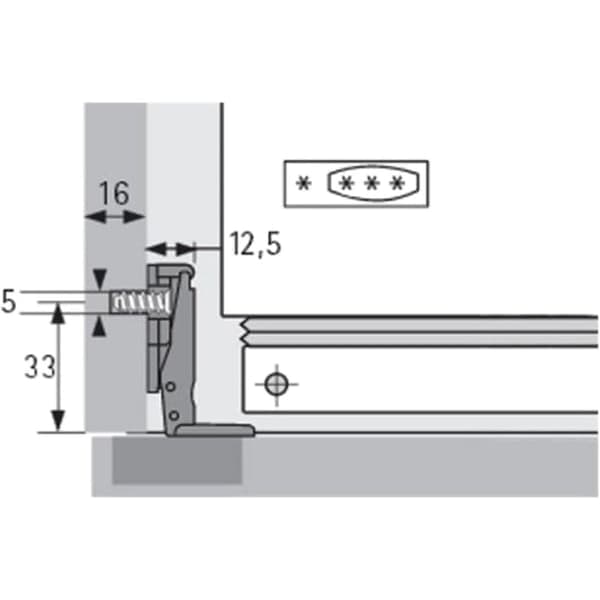 Hettich 0072134 Refrigerator Hinge and Mounting Plate Et582 T22