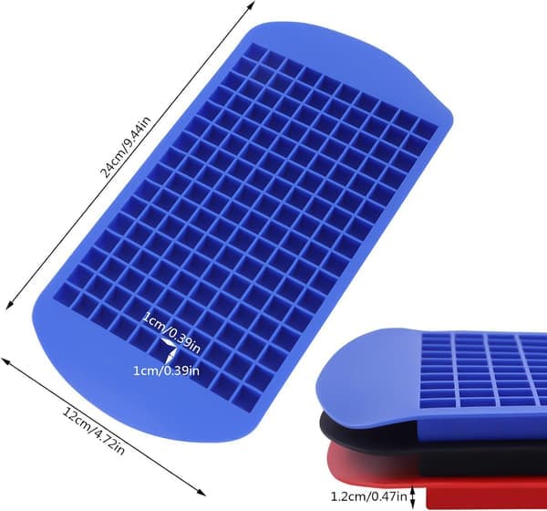3-pack silikon mini isbitsformar, 160 krossade stapelbara isbitsformar Lätt att släppa Köksfrysningsverktyg för hemmabruk