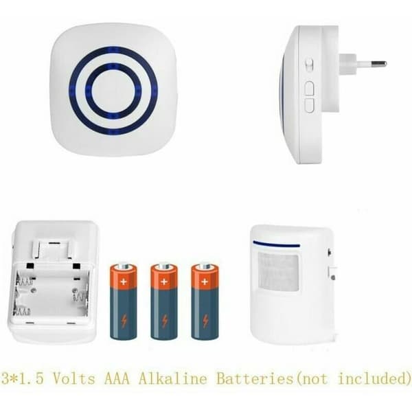 Wireless Doorbell/Entry Alarm System with Motion/Access Detector, 38 Ringtones, Up to 100m Range, White