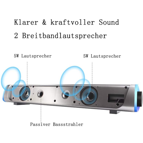 Soulion R30 datorhögtalare, USB-drivna små PC-högtalare, färgglada RGB-lampor med strömbrytare, surroundljud bärbar datorljudfält