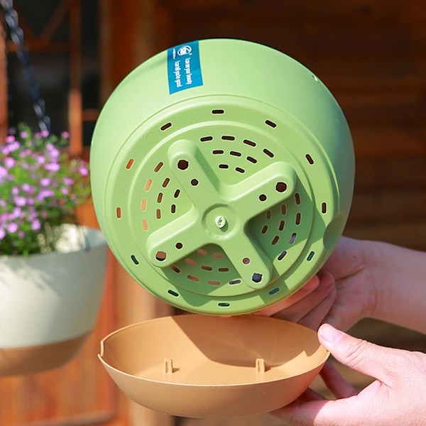 Automatisk vattenuppsugande blomkruka, modern hängande korg med kontrastfärg, krukor för trädgård och inomhusväxter, balkongfäste blue blue
