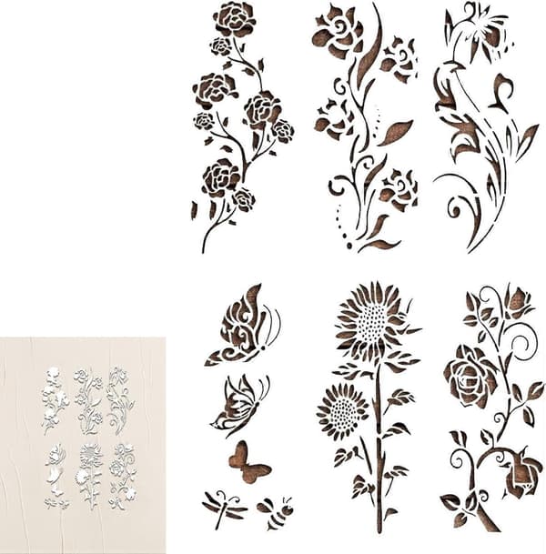 Stora Blomsterschabloner, Blommönster Schablon - Blommönsterschabloner för Golvdekor