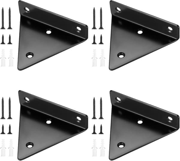 4-pack flytande hyllkonsoler, osynliga triangulära väggkonsoler, dolda väggfästen för hyllor, svarta-XF4-