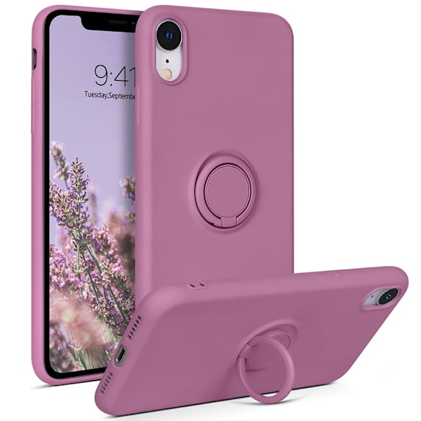 iPhone XR - Välj Färg Silikonskal med Ringhållare Solid® Svart Svart