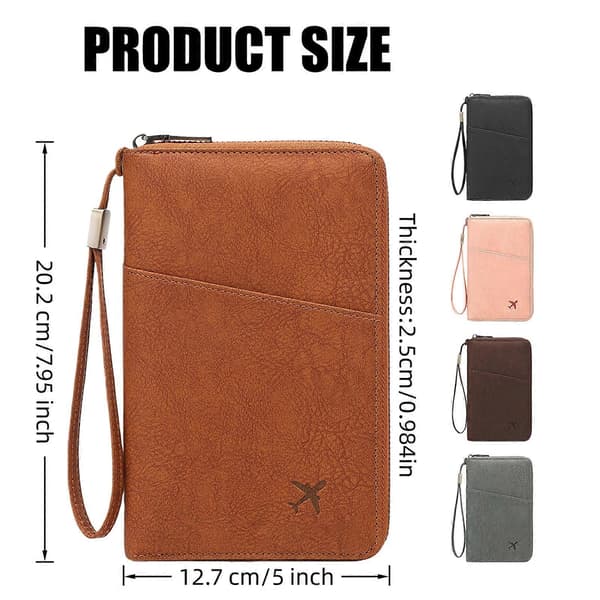 Passport Holder Document Pouch with RFID Blocking and Secure Zipper Designed for Frequent Travelers and Explorers coffee