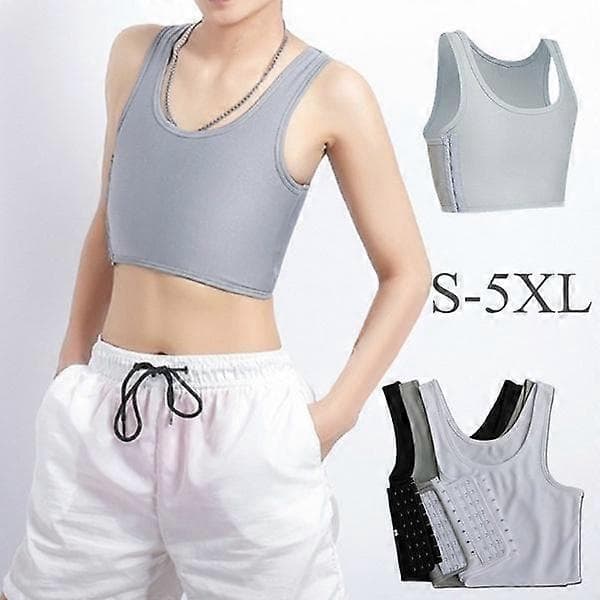 Casual Andningsbar Spänne Kort Bröstbindare Trans Västtoppar Plus Size S-5X_Billiga presenter vit vit white L