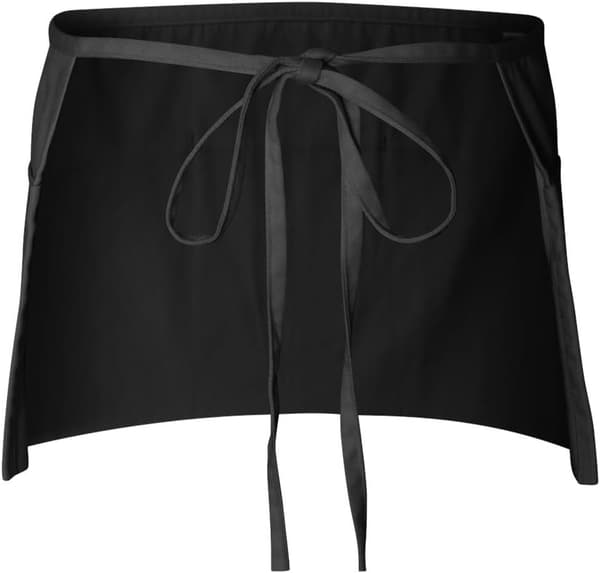 Klassisk 12-pakning - Svarte serveringsforklær med 3 lommer, servitørforkle