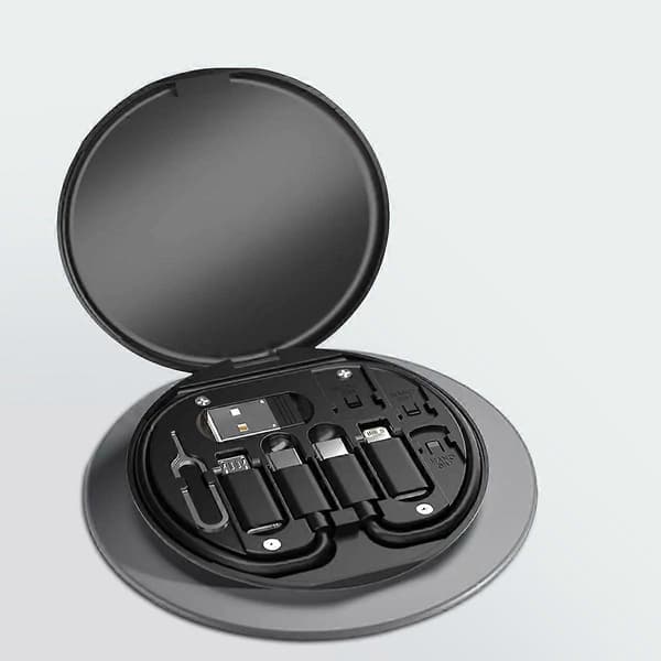 Multifunktionelt USB Type-C PD 60W Data- og Ladekabel til iPhone Xiaomi med Rejseetui, Opbevaringsadapter og Hurtigoplader White