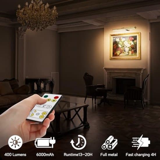Wireless Rechargeable Wall Lamp with Remote Control for Pictures