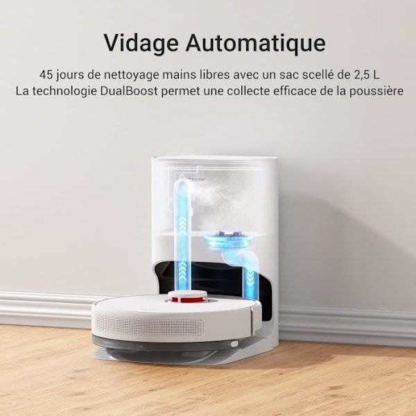 Dreame D10 plus robotvakuumrengöring med automatisk tömningspush, navigeringslidardetekteringshinder