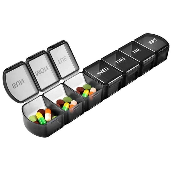 Medisindispenser for 1 uke med store rom black