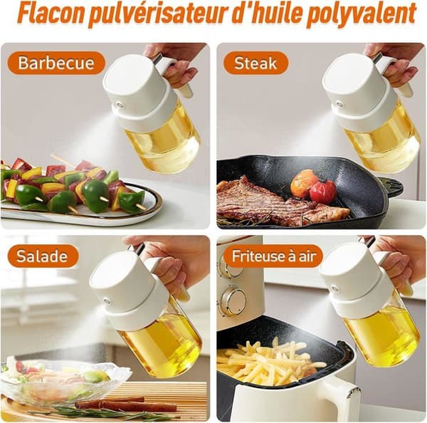 Oljesprøyte, 200 ml (6,8 OZ), for Airfryer, Matlaging, BBQ, Utendørs Camping (Hvit)