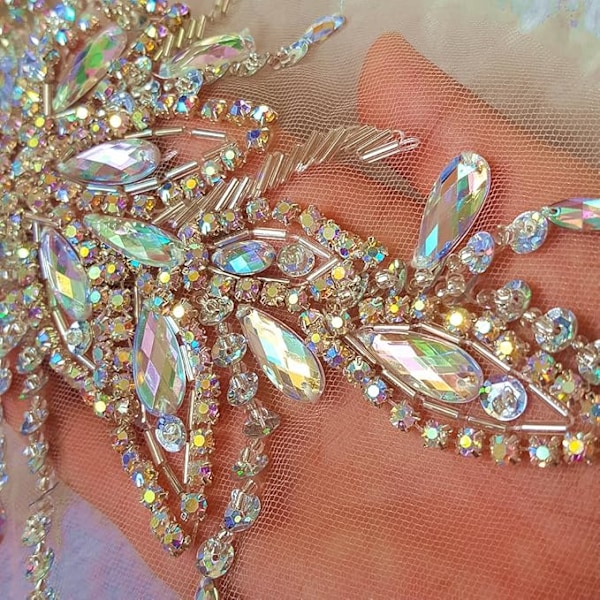 Exquisite Uniquely Pure Handmade AB Colour Bright Crystal Patches Sew-on Rh