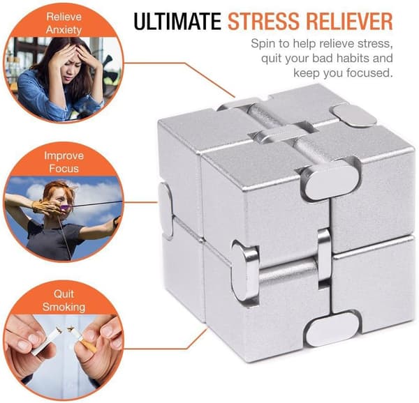 Ny version Fidget Fingerlegetøj - Metal Infinity Cube Prime til stress- og angstlindring/ADHD, Ultra Holdbar Sensorisk