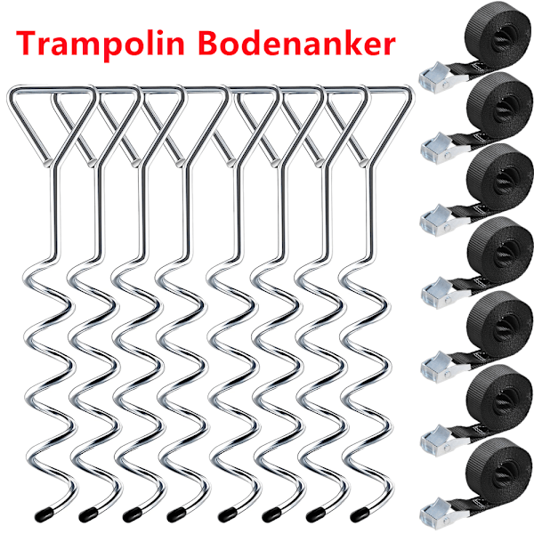 8x 900kg studsmatta markfäste jordankare set säkring spännband 40cm