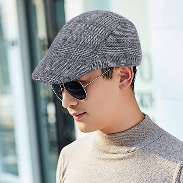 Nyhetspojkehattar för män Irländsk platt keps monterad Ivy hatt Retro Gatsby hatt herr Beret keps twill svart och vit
