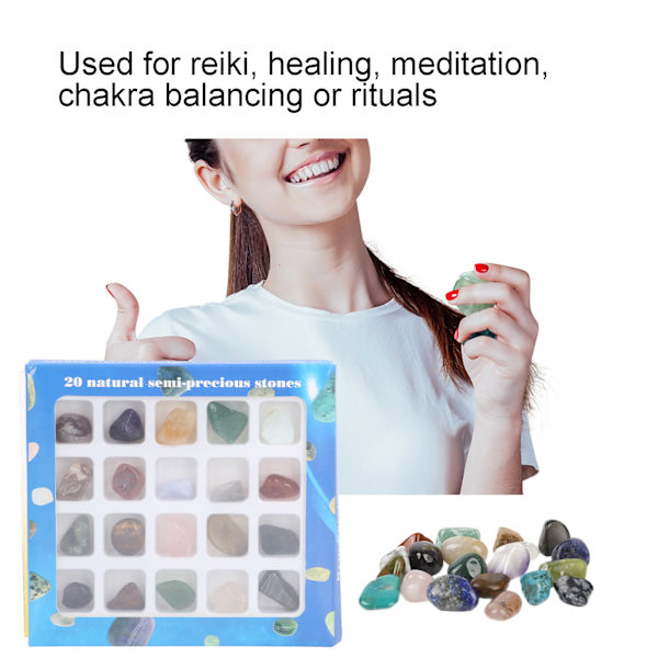 20 sorters kristall ädelstenar prydnad färgglad meditation Feng Shui dekoration för barn lärare