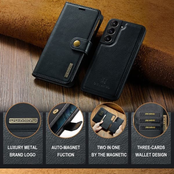 DG.MING Galaxy S24 2i1 Magnet Etui / Cover Sort størrelse 126