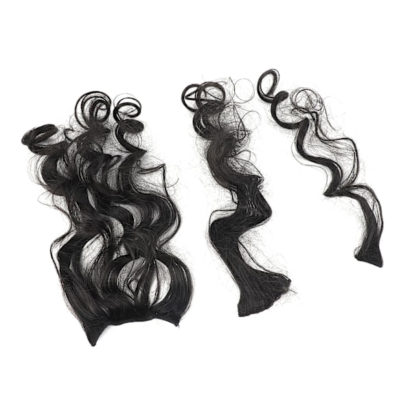 7 st Clip in Long Wave Hair Extension Syntetisk Svart Osynlig Fluffy Hairpieces för Kvinnor