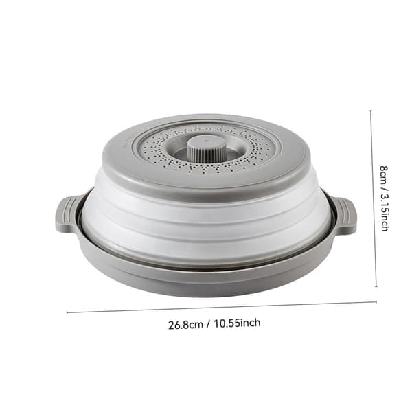 Microwave Splatter Guard with Vented Design, Foldable with Handle and Base for Food Storage.