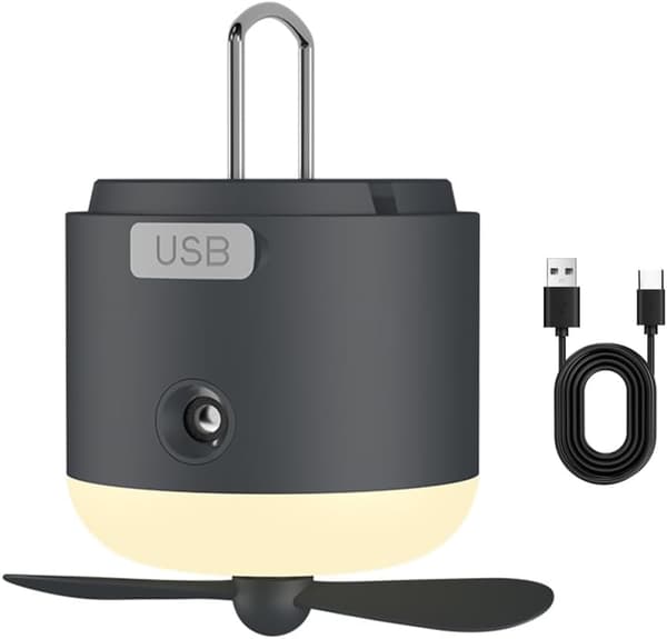 LED Camping Lantern, 4 Modi Campinglys med Vifte & Luftfukter for Fotturer Strømbrudd