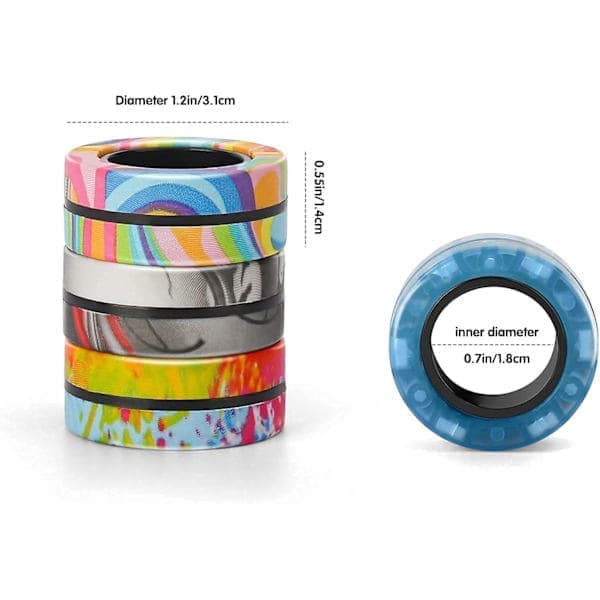 Magnetiska ringar leksaksset, magnetiska snurrringar för vuxna för ångestlindringsterapi, bra present för vuxna tonåringar barn (3 st) Magnetisk...