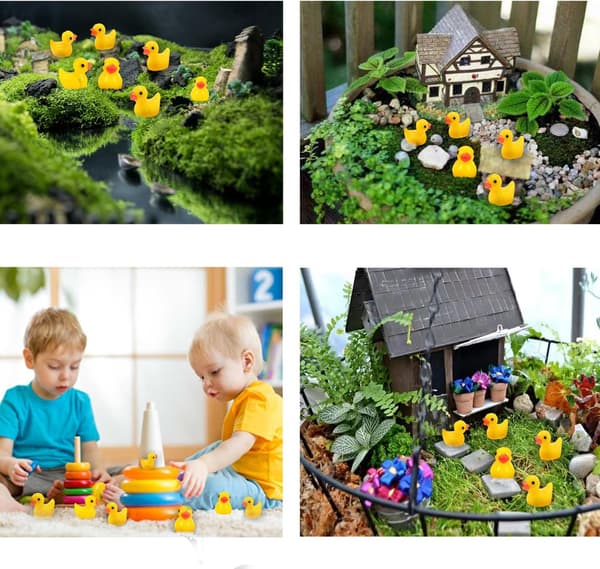 100 stk. Mini Resin Ænder, Realistisk Formede Ællinger Søde Mikro Mini Gummi And Ornamenter