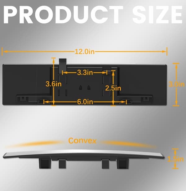 Panoramic Car Rear View Mirror Universal Extender Convex 12 Inch | Chrome Anti-Glare Clip-on Mirrors Wide Angle Large Rearview Mirror Interior