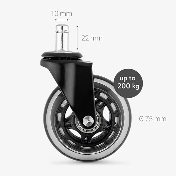 Kontorsstolsrullar 5 st, 11x22 mm svängbara hjul för stolar, 360° tyst rullning, nötningsbeständig, repskydd, kontorsstolsrulle