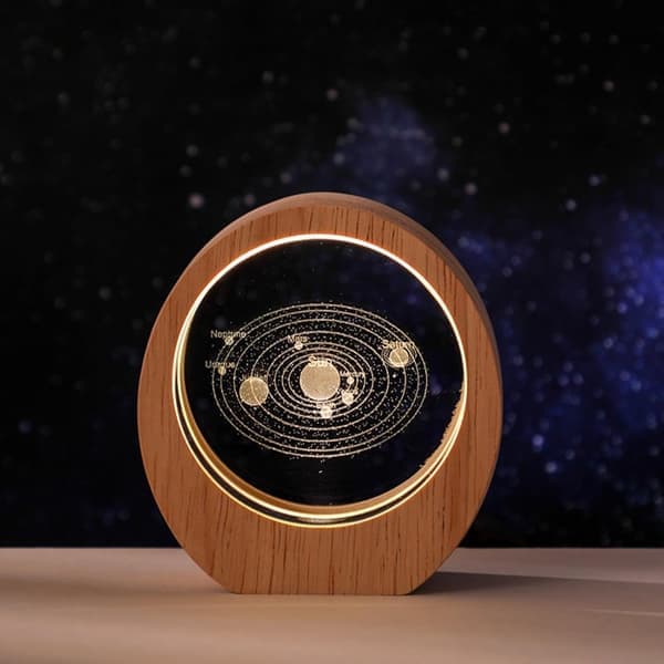 Wandering through the Solar System Starry Sky: Creative 3D Engraved Crystal Night Light, Desk Lighting, Gift