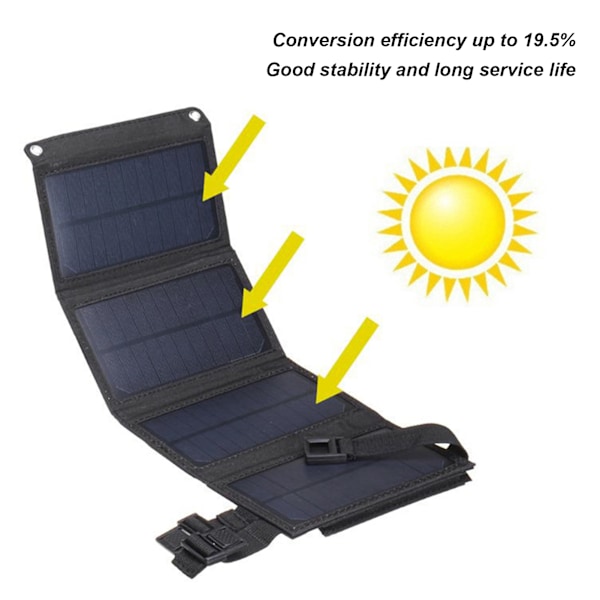 20W 5V Fällbar Solpanel Laddare Bärbar Utomhus Mobil Power Batteri Laddare för Camping