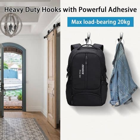 Clothes Hook, Wall Mounted Towel Hook, Stainless Steel, Silver, 2-pack