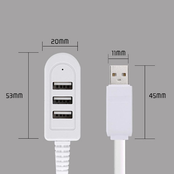 3-portars USB 3.0 Multi High Speed HUB Splitter Expansion för stationär dator whiteA 0.3m