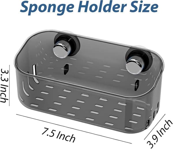Sponge Holder with Strong Suction Cup Dish Sponge Caddy Inside Sink Removable Sink Organizer for Dishcloth Brush Scrubber