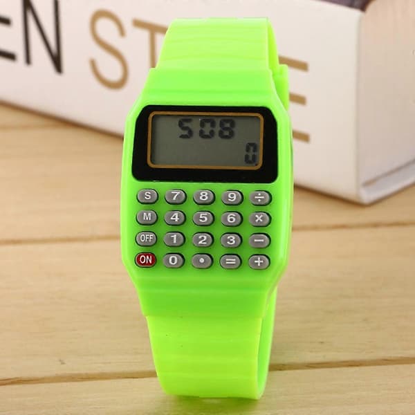 Mote Barn Silikon Dato Multifunksjonell Elektronisk Kalkulator Armbåndsur White