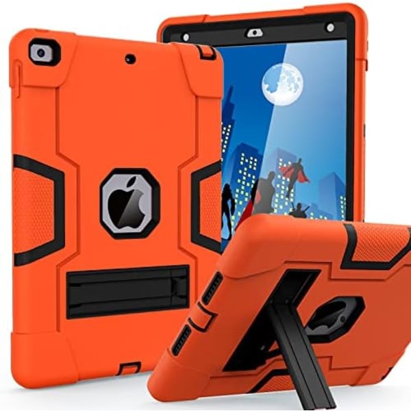Cantis- case för ipad 9:e generationen/iPad 8:e generationen/iPad 7:e generationen, tunt, kraftigt stötsäkert, robust case med inbyggt Orange+Black Orange+Black