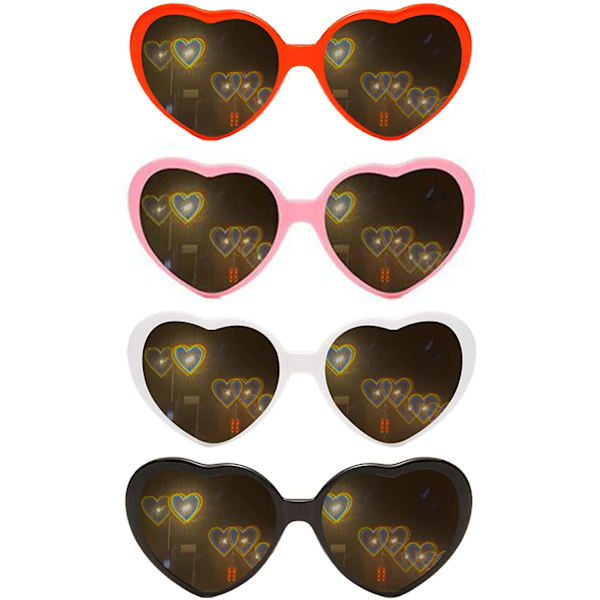 2-pack hjärtformade diffraktionsglasögon för kvinnor, hjärtformade solglasögon är perfekta för alla hjärtans dag-accessoarer, rave-fest, bröllopsfest