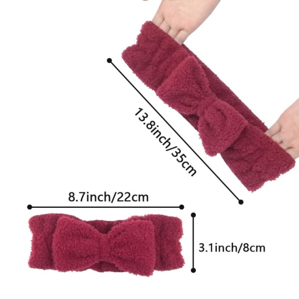 4 delar hårpannband pannband för att tvätta ansikte för kvinnor makeup spa pannband, mikrofiber bowtie dusch pannband (rosa, röd, vit, grå)