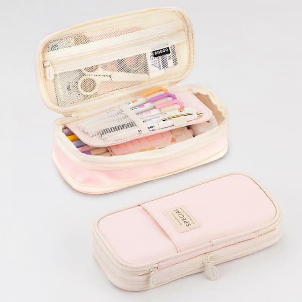 Angoo Macaron Double-Layer Extendable Pencil Case with Large Capacity, Desk Drawer