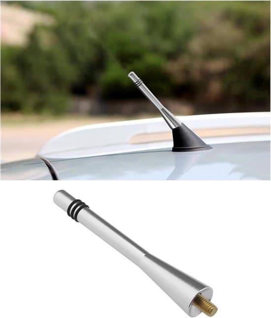 Bilantenne - Kort Mast - Radiomottak - Aluminiumslegering - 80 mm Lengde - Sølv