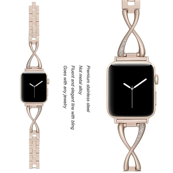 Apple Watch-armband, dam Bling metallarmband iWatch-armband ersättning 38mm elegant svart