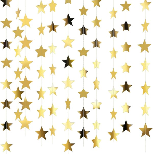 Glitterstjerneguirlande, 40 meter glitrende stjernehengende vimpler