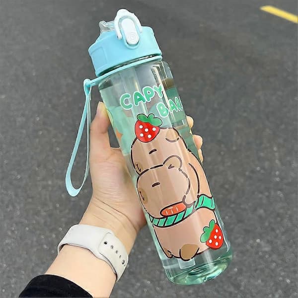 800 ml tecknad Capybara vattenflaska plast vattenkopp bärbar stor kapacitet Blue B