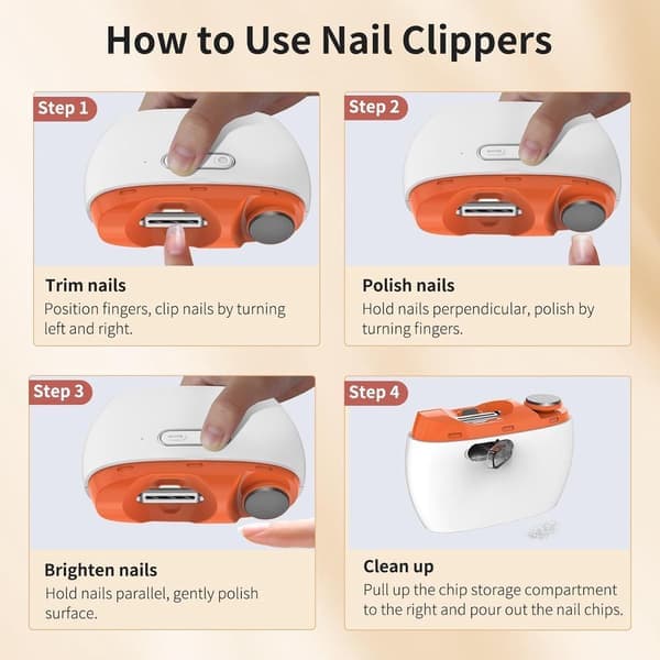 Electric Automatic Nail Clipper, 2-in-1 Rechargeable Nail File, Multifunctional LED Nail Polisher