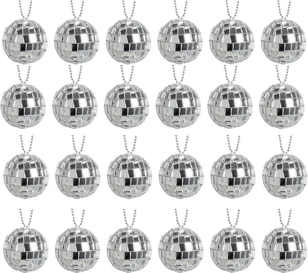 ING Mini Disco Ball, 24 Pieces, Mirror Ball for Kids' Room & Party, Silver