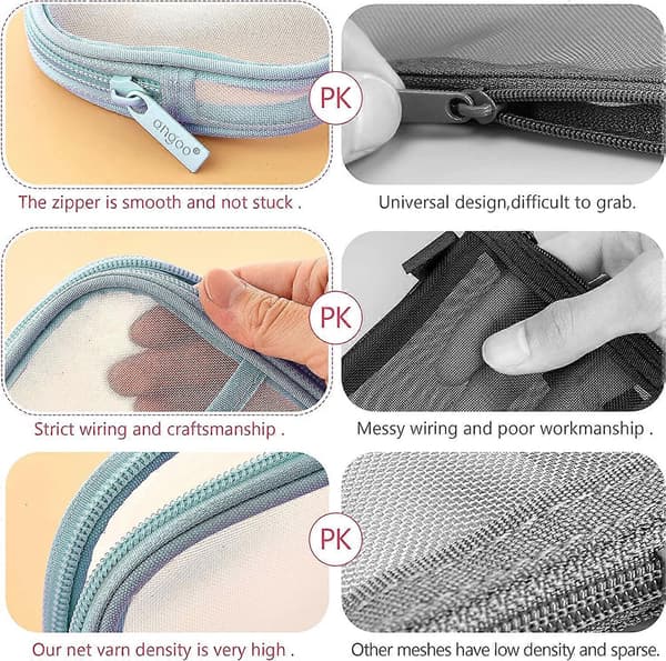 Mesh Pencil Case, Zipper Stationery Storage Bag, Transparent Pencil Pouch for School Students (Green)
