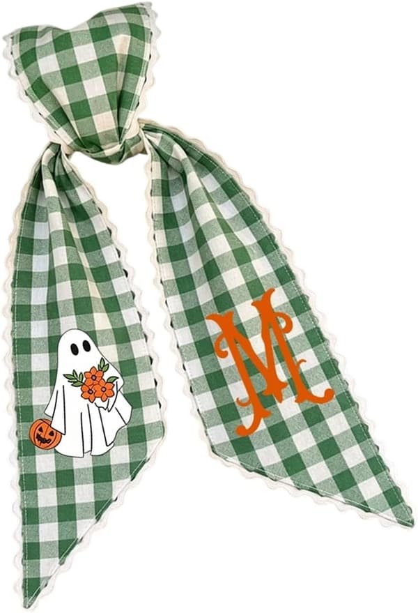 Halloween flosset sløjfe – lang hale, bindebånd, genanvendelig veranda krans & dørpynt